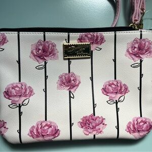 Betsey Johnson Pink and White Floral Purse/Wristlet